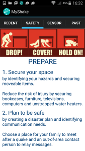 MyShake App - Safety tips for earthquakes